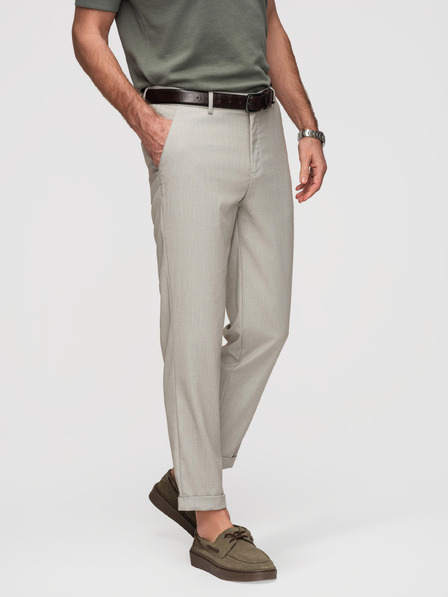 Ombre Clothing Pánske chino nohavice REGULAR FIT s elastickým pásom - sivé a béžové V1 P1525 Ombre Clothing