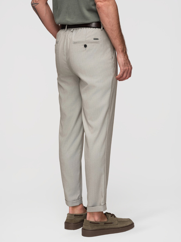 Ombre Clothing Pánske chino nohavice REGULAR FIT s elastickým pásom - sivé a béžové V1 P1525 Ombre Clothing