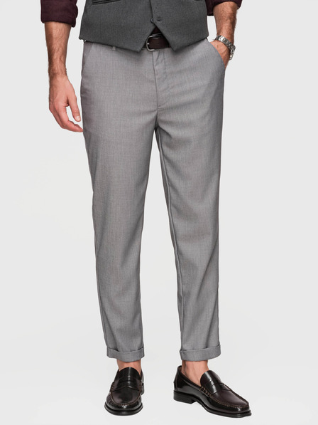 Ombre Clothing Pánske chino nohavice REGULAR FIT s elastickým pásom - sivé V2 P1525 Ombre Clothing