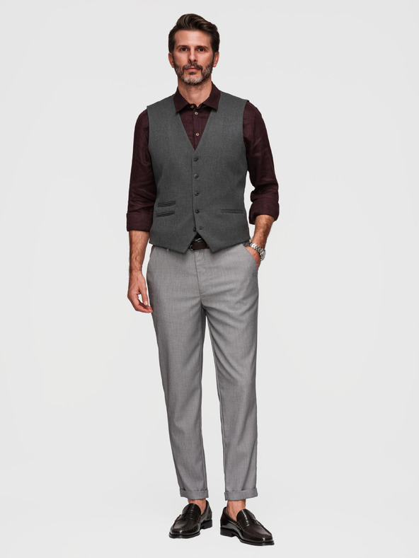 Ombre Clothing Pánske chino nohavice REGULAR FIT s elastickým pásom - sivé V2 P1525 Ombre Clothing