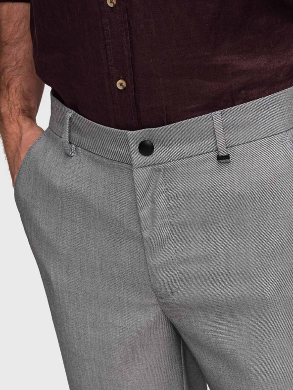 Ombre Clothing Pánske chino nohavice REGULAR FIT s elastickým pásom - sivé V2 P1525 Ombre Clothing