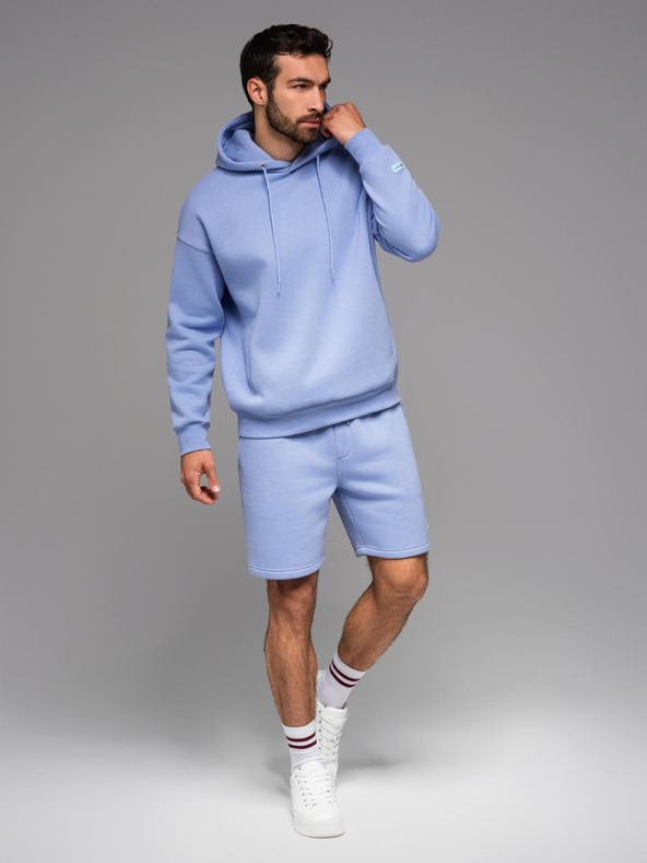 Ombre Clothing Unisex teplákové šortky so žebrovaným pásom - levanduľová V9 OU-SRBC-0101 Ombre Clothing