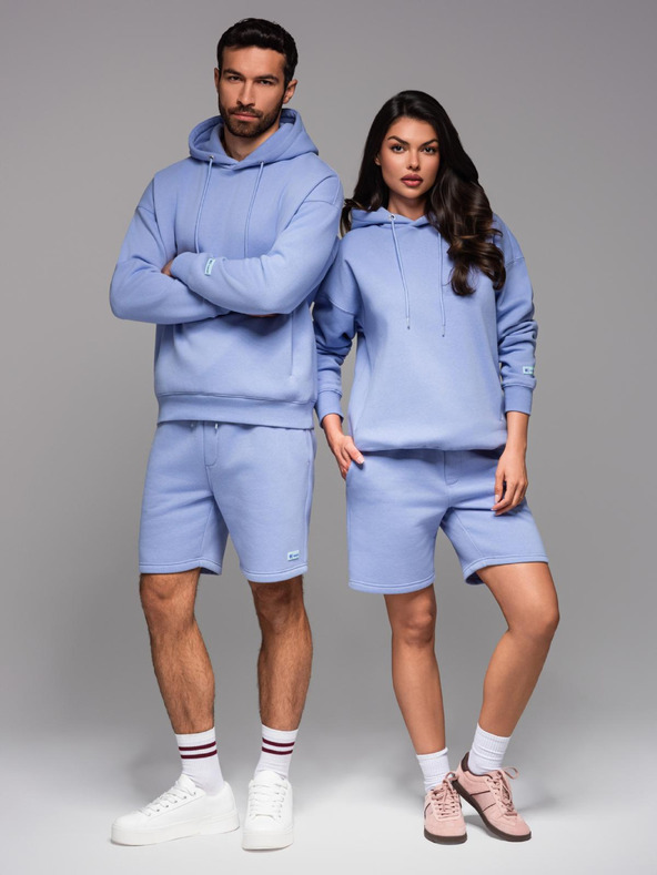 Ombre Clothing Unisex teplákové šortky so žebrovaným pásom - levanduľová V9 OU-SRBC-0101 Ombre Clothing