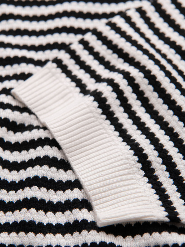 Ombre Clothing Pánske námorníckej pruhované pletené tričko s prerušovanou väzbou - čiernobiele
