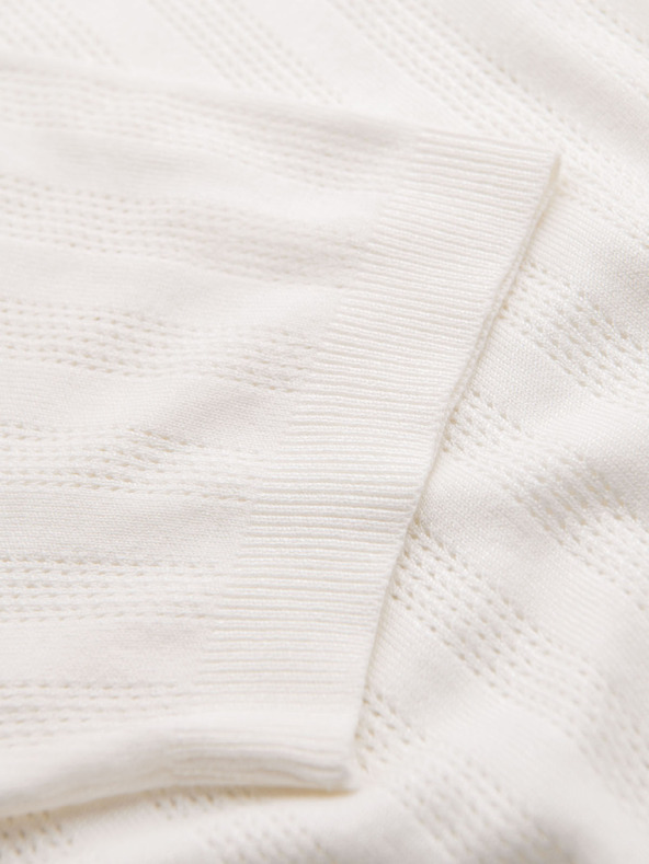 Ombre Clothing Pánsky sveter s okrúhlym výstrihom a krátkymi rukávmi - biely
