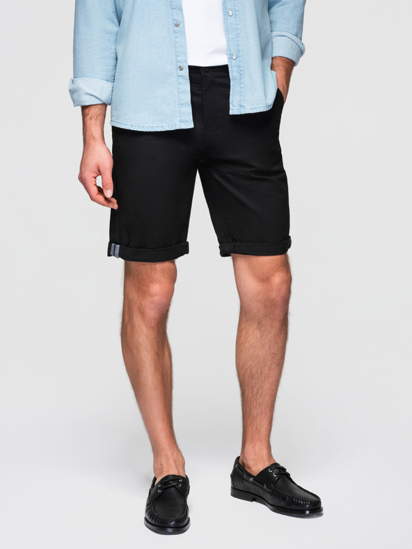 Ombre Clothing Pánske klasické chino šortky s ohnutou nohavicou - čierne V9 W532 Ombre Clothing