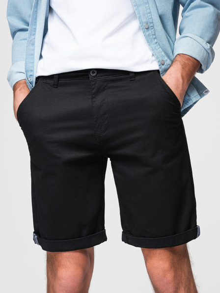 Ombre Clothing Pánske klasické chino šortky s ohnutou nohavicou - čierne V9 W532 Ombre Clothing