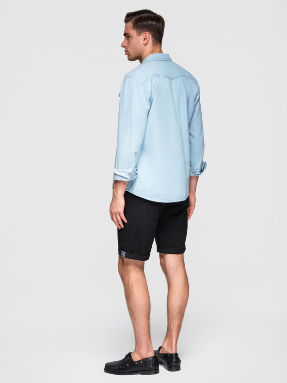 Ombre Clothing Pánske klasické chino šortky s ohnutou nohavicou - čierne V9 W532 Ombre Clothing