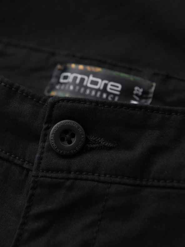 Ombre Clothing Pánske klasické chino šortky s ohnutou nohavicou - čierne V9 W532 Ombre Clothing