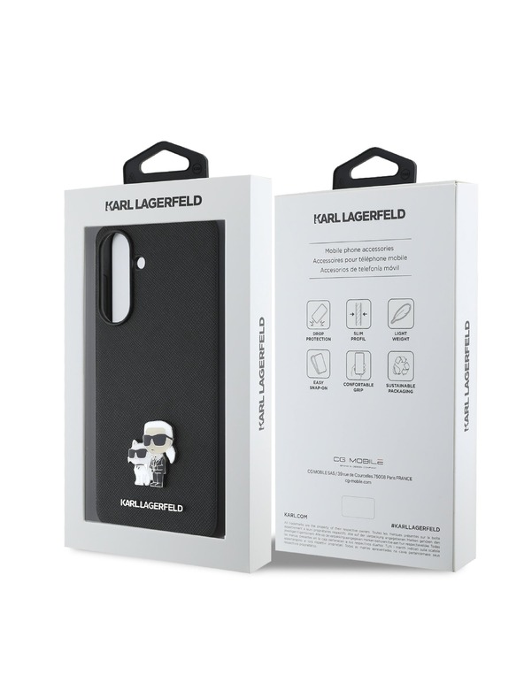 Karl Lagerfeld Karl Lagerfeld PU Saffiano Metal Karl and Choupette Zadný Kryt pre Samsung Galaxy A56 Black