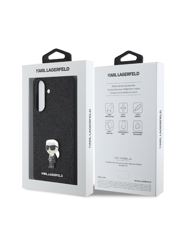 Karl Lagerfeld Karl Lagerfeld Fixed Glitter Metal Ikonik Zadný Kryt pre Samsung Galaxy A56 Black