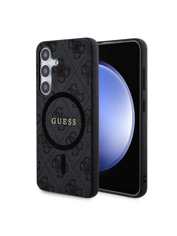 Guess Guess PU Leather 4G Colored Ring MagSafe Zadný Kryt pre Samsung Galaxy S24 Black