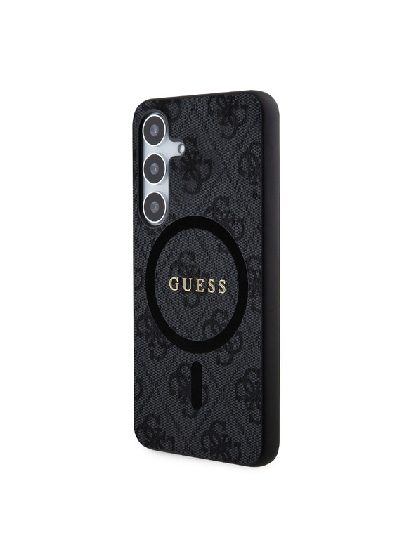 Guess Guess PU Leather 4G Colored Ring MagSafe Zadný Kryt pre Samsung Galaxy S24 Black