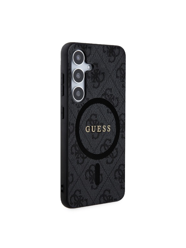 Guess Guess PU Leather 4G Colored Ring MagSafe Zadný Kryt pre Samsung Galaxy S24 Black