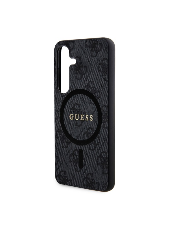 Guess Guess PU Leather 4G Colored Ring MagSafe Zadný Kryt pre Samsung Galaxy S24 Black