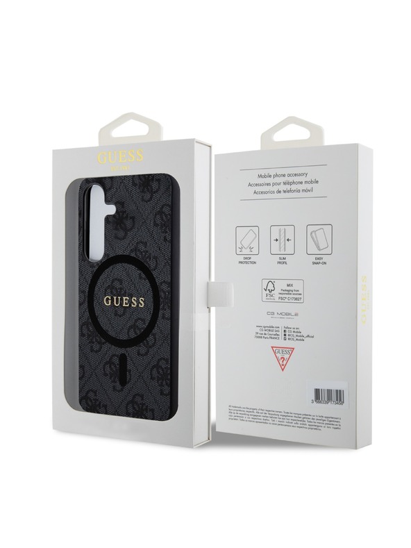 Guess Guess PU Leather 4G Colored Ring MagSafe Zadný Kryt pre Samsung Galaxy S24 Black