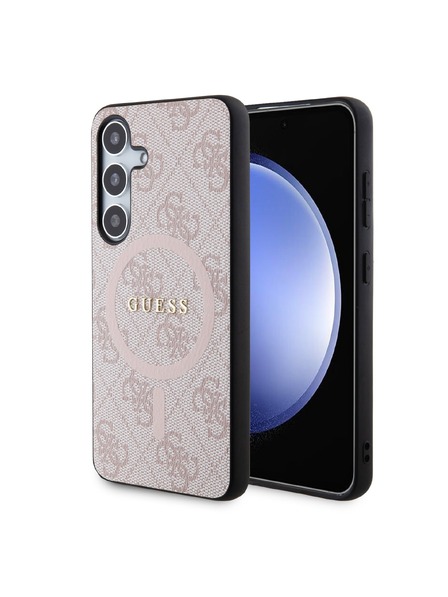 Guess Guess PU Leather 4G Colored Ring MagSafe Zadný Kryt pre Samsung Galaxy S24 Pink