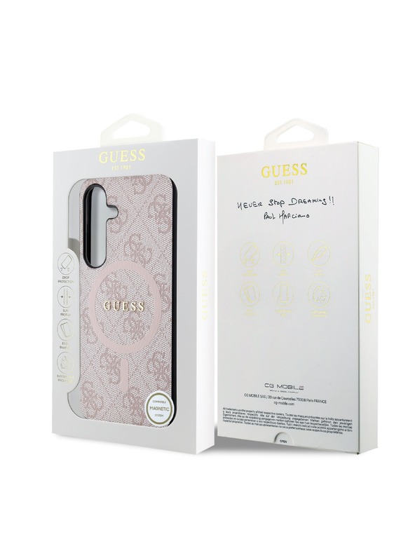Guess Guess PU Leather 4G Colored Ring MagSafe Zadný Kryt pre Samsung Galaxy S24 Pink