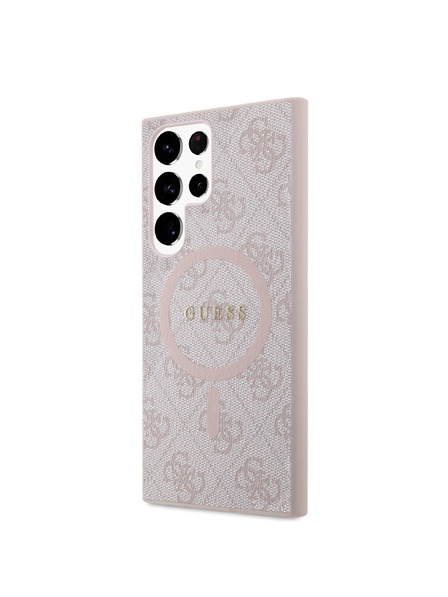Guess Guess PU Leather 4G Colored Ring MagSafe Zadný Kryt pre Samsung Galaxy S24 Ultra Pink