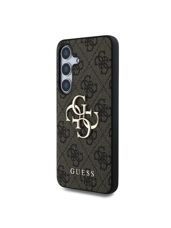 Guess Guess PU 4G kovové logo zadný kryt pre Samsung Galaxy S25+ hnedý