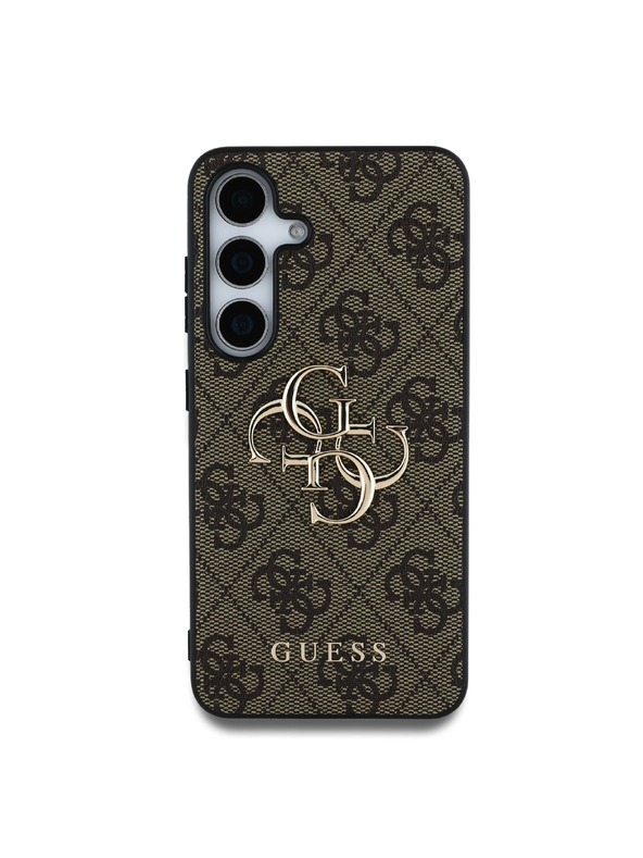 Guess Guess PU 4G kovové logo zadný kryt pre Samsung Galaxy S25+ hnedý