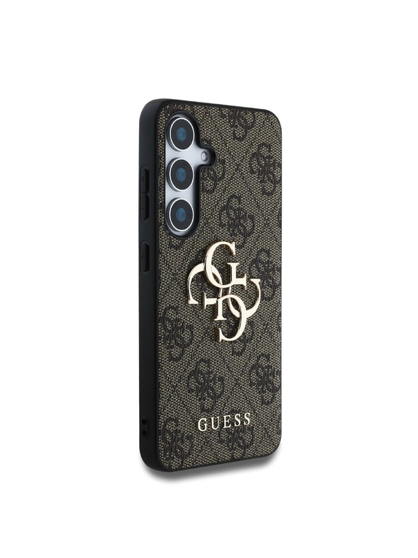Guess Guess PU 4G kovové logo zadný kryt pre Samsung Galaxy S25+ hnedý