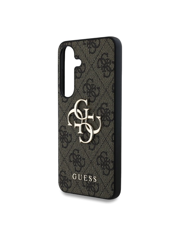 Guess Guess PU 4G kovové logo zadný kryt pre Samsung Galaxy S25+ hnedý