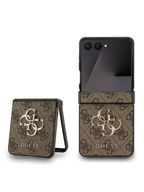 Guess Guess PU 4G Metal Logo Zadný Kryt pre Samsung Galaxy Z Flip 7 Brown