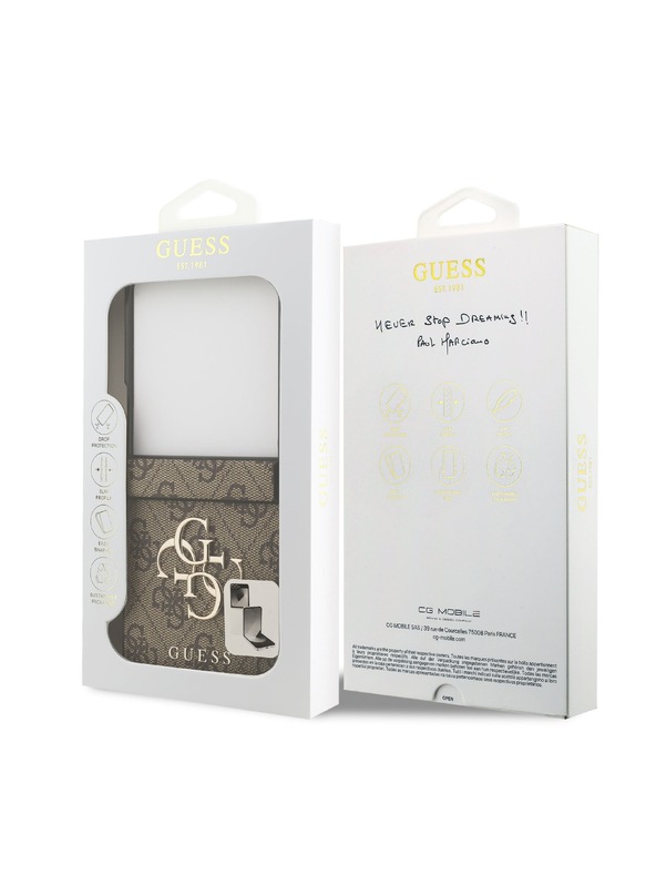 Guess Guess PU 4G Metal Logo Zadný Kryt pre Samsung Galaxy Z Flip 7 Brown