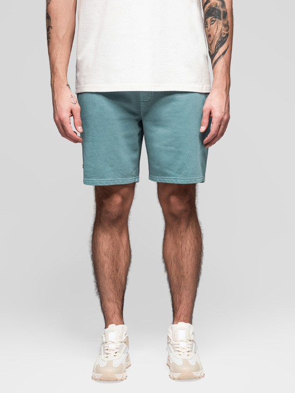 Ombre Clothing Sada dvoch pánskych teplákových šortiek voľného strihu - tmavo modrá/tyrkysová V1 Z126 Ombre Clothing