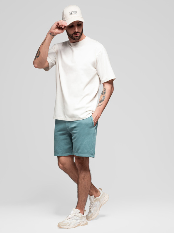 Ombre Clothing Sada dvoch pánskych teplákových šortiek voľného strihu - tmavo modrá/tyrkysová V1 Z126 Ombre Clothing