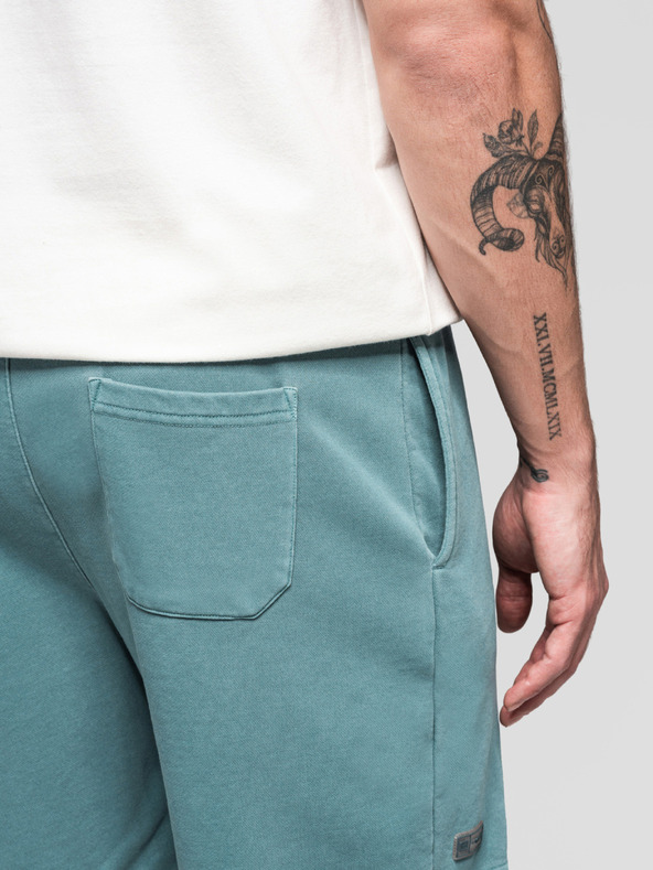 Ombre Clothing Sada dvoch pánskych teplákových šortiek voľného strihu - tmavo modrá/tyrkysová V1 Z126 Ombre Clothing