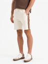 Ombre Clothing Sada dvoch pánskych teplákových šoriek s pruhmi - krémová/olivová V2 Z128 Ombre Clothing