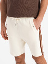 Ombre Clothing Sada dvoch pánskych teplákových šoriek s pruhmi - krémová/olivová V2 Z128 Ombre Clothing