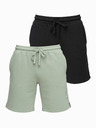 Ombre Clothing Sada dvoch pánskych teplákových šoriek z froté úpletu regular fit - čierna/svetlo zelená V1 Z125 Ombre Clothing
