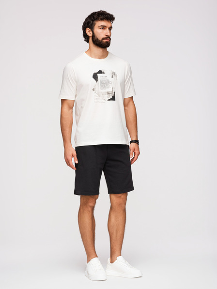 Ombre Clothing Sada dvoch pánskych teplákových šoriek z froté úpletu regular fit - čierna/svetlo zelená V1 Z125 Ombre Clothing