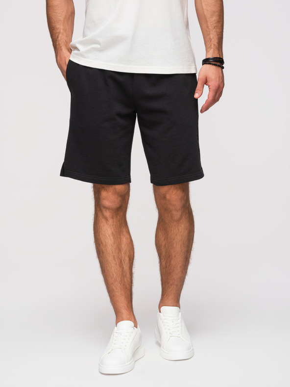 Ombre Clothing Sada dvoch pánskych teplákových šoriek z froté úpletu regular fit - čierna/svetlo zelená V1 Z125 Ombre Clothing