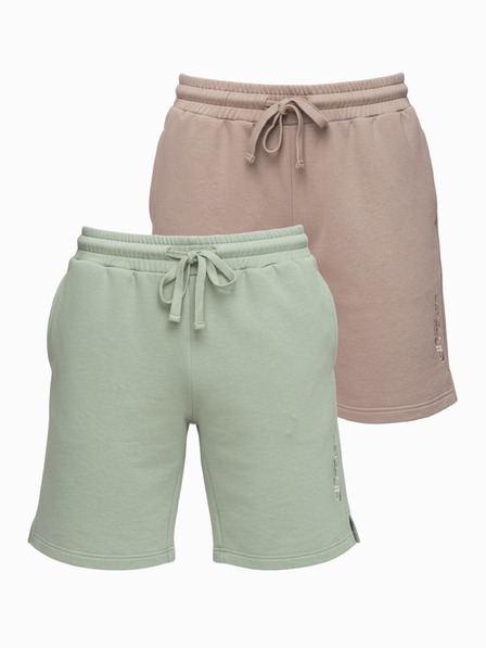 Ombre Clothing Sada dvoch pánských teplákových šoriek regular fit z french terry tkaniny - béžová/svetlo zelená V2 Z125 Ombre Clothing