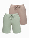Ombre Clothing Sada dvoch pánských teplákových šoriek regular fit z french terry tkaniny - béžová/svetlo zelená V2 Z125 Ombre Clothing