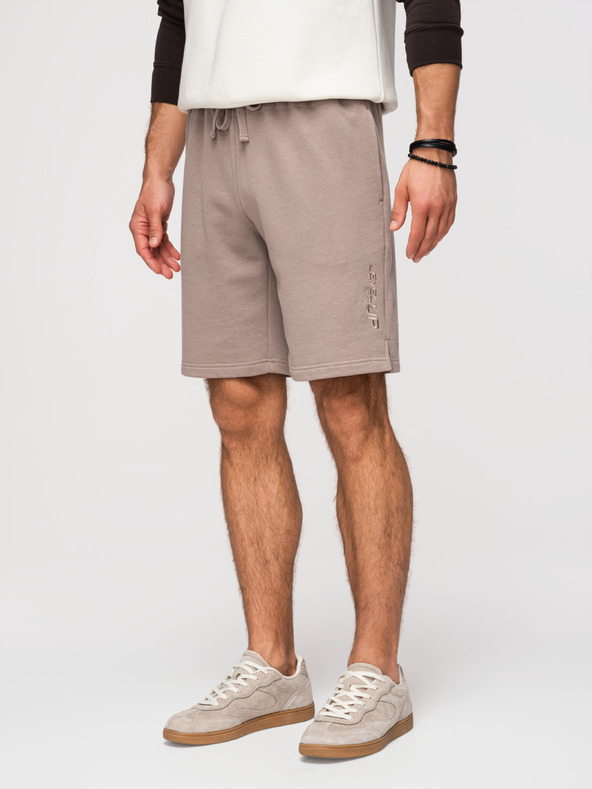 Ombre Clothing Sada dvoch pánských teplákových šoriek regular fit z french terry tkaniny - béžová/svetlo zelená V2 Z125 Ombre Clothing