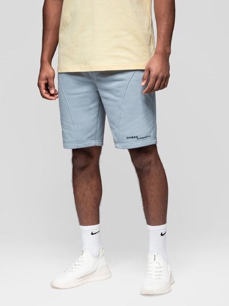 Ombre Clothing Sada dvoch pánskych teplákových šoriek s potlačou - svetlo modrá/tyrkysová V1 Z127 Ombre Clothing