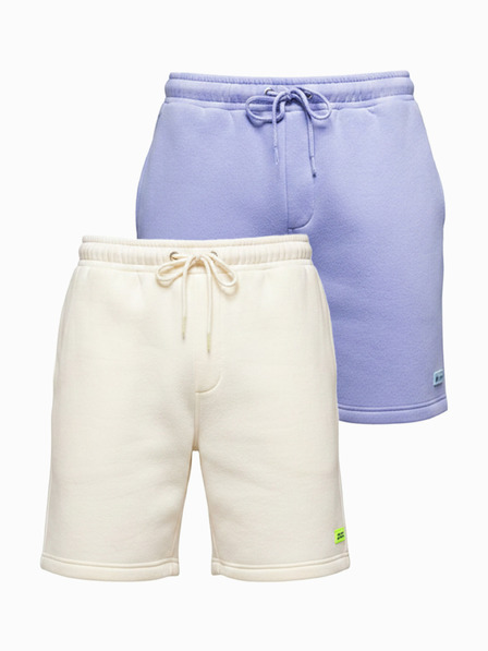 Ombre Clothing Sada dvoch UNISEX kraťasov s elastickým pásom - krémová/svetlo fialová V1 Z129 Ombre Clothing