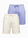 Ombre Clothing Sada dvoch UNISEX kraťasov s elastickým pásom - krémová/svetlo fialová V1 Z129 Ombre Clothing