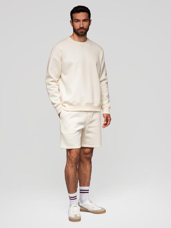 Ombre Clothing Sada dvoch UNISEX kraťasov s elastickým pásom - krémová/svetlo fialová V1 Z129 Ombre Clothing