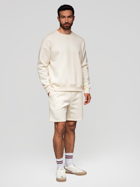 Ombre Clothing Sada dvoch UNISEX kraťasov s elastickým pásom - krémová/svetlo fialová V1 Z129 Ombre Clothing
