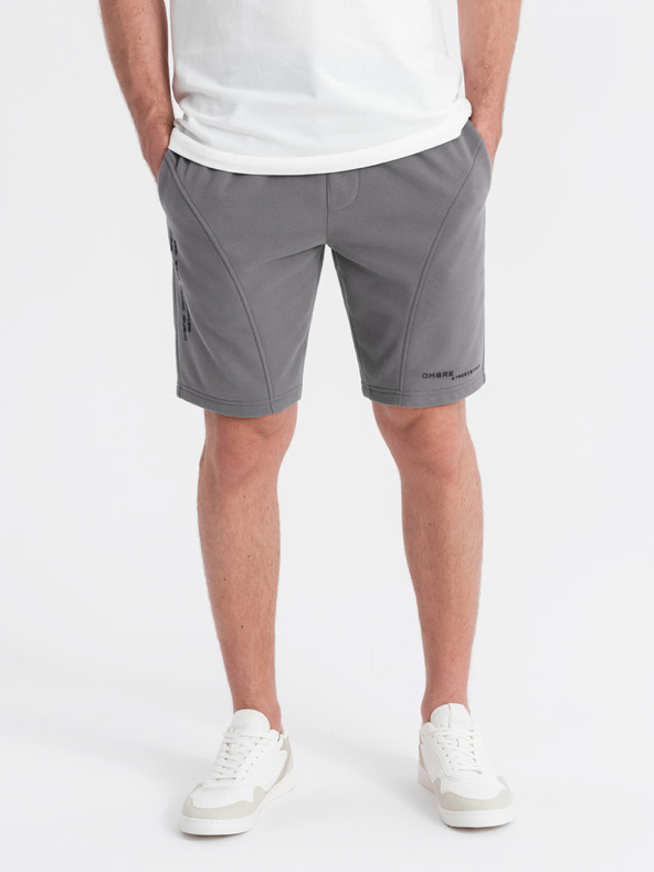 Ombre Clothing Sada dvoch pánskych teplákových šoriek s potlačou - svetlo modrá/sivá V2 Z127 Ombre Clothing