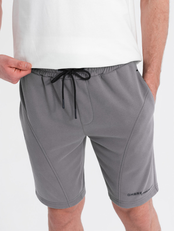 Ombre Clothing Sada dvoch pánskych teplákových šoriek s potlačou - svetlo modrá/sivá V2 Z127 Ombre Clothing