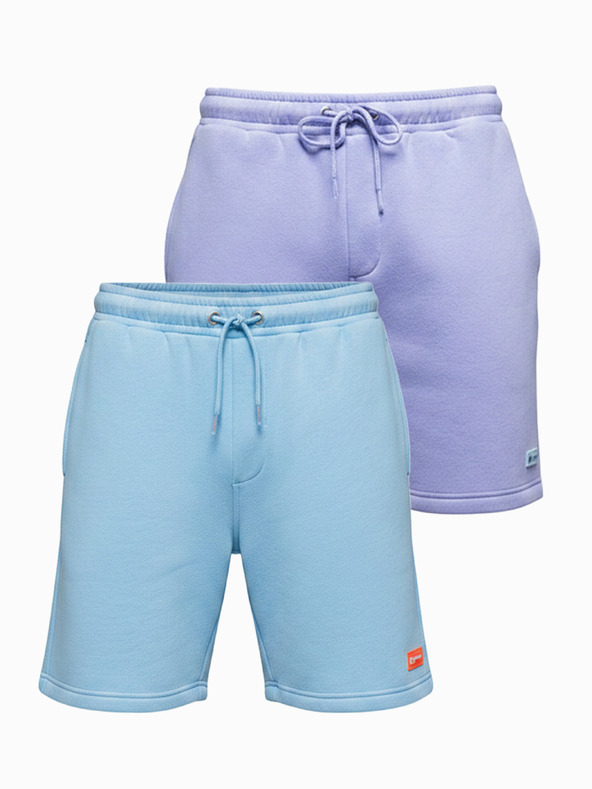Ombre Clothing Sada dvoch UNISEX kraťasov s elastickým pásom - svetlo modrá/svetlo fialová V2 Z129 Ombre Clothing