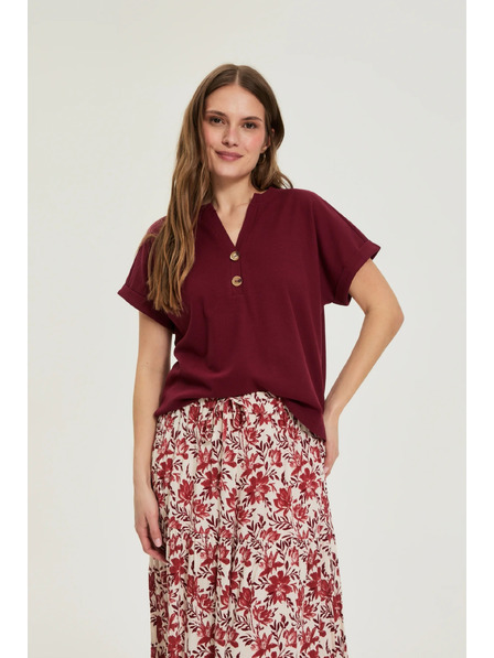 Moodo Burgundy bavlnené tričko Moodo