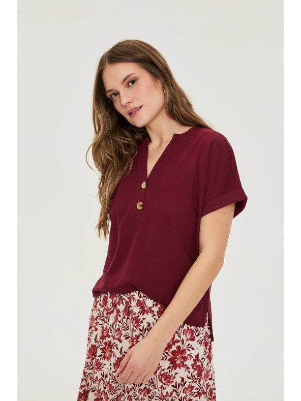 Moodo Burgundy bavlnené tričko Moodo